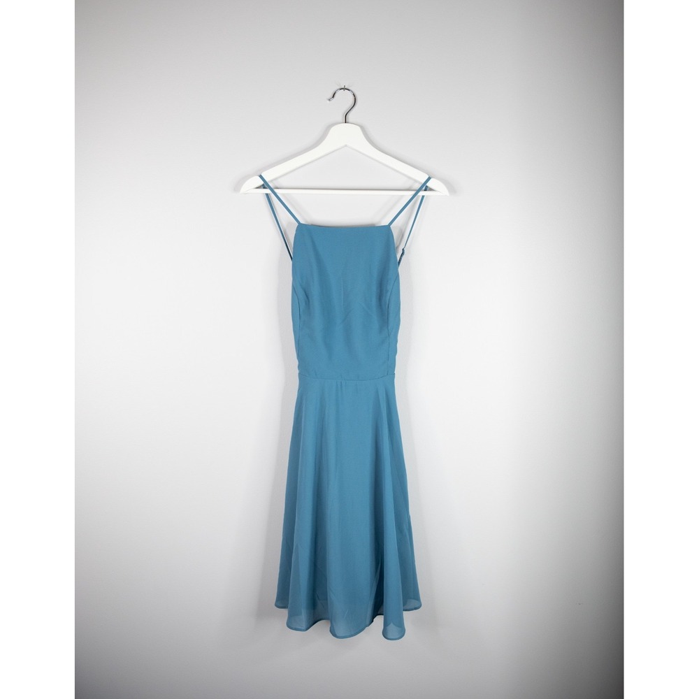 Lulu's‎ Dress Dusty Blue Halter style Women's size Large, HOCO party wedding